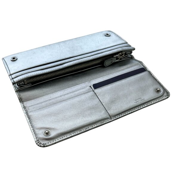 Authentic Prada Silver Saffiano Leather Continental Wallet - Picture 3 of 6